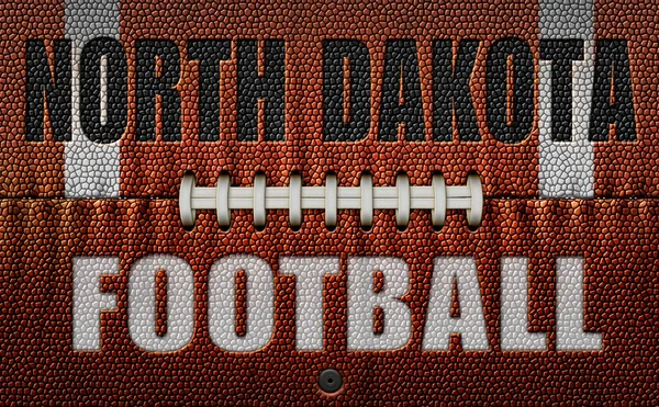 Słowa North Dakota Football Wytłoczone Piłce Nożnej Spłaszczone Dwóch Wymiarach — Zdjęcie stockowe