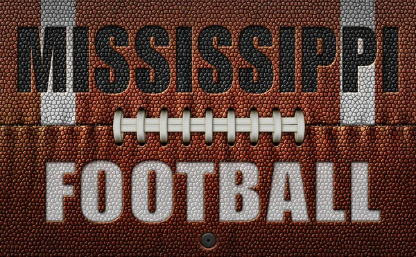 Words Mississippi Football Embossed Football Flattened Two Dimensions Illustration — Stock Photo, Image