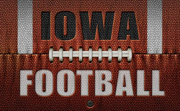 Words Iowa Football Embossed Football Flattened Two Dimensions Illustration — Stock Photo, Image