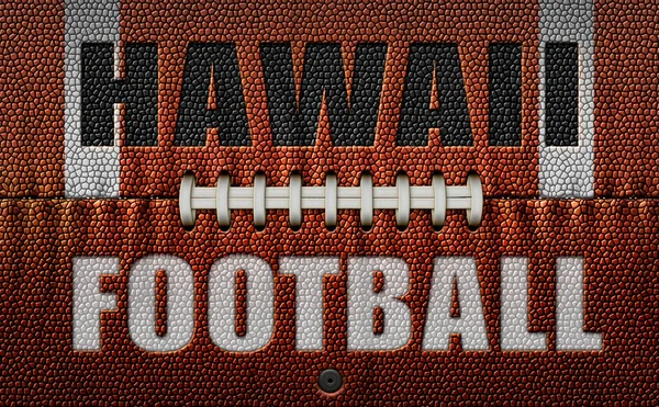 Las Palabras Hawaii Football Grabadas Balón Fútbol Aplanado Dos Dimensiones —  Fotos de Stock