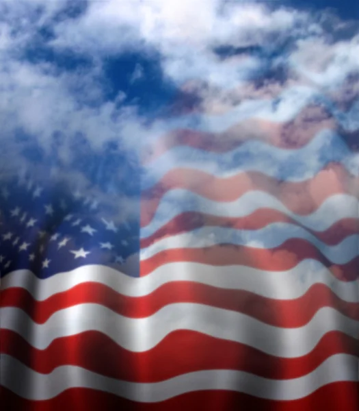 USA flagga till Sky blekna — Stockfoto