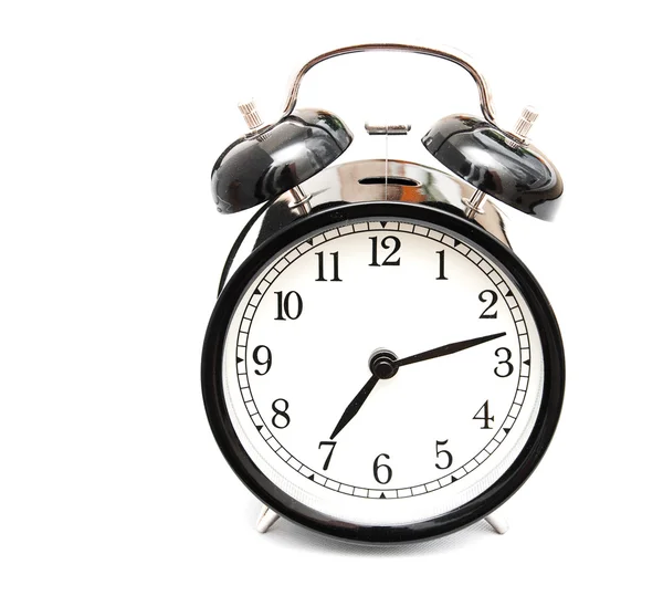 Black alarm clock isolated — Stock Photo, Image