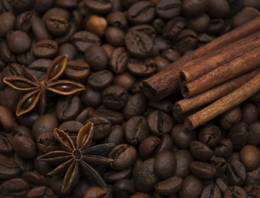 kavrulmuş kahve ve tarçın çubukları
