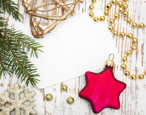 Tarjeta de Navidad con decoraciones — Foto de Stock