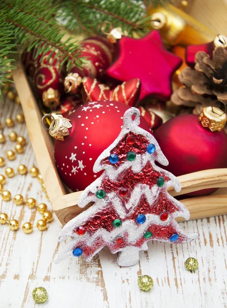 Christmas Decoration in box — Stock Photo, Image