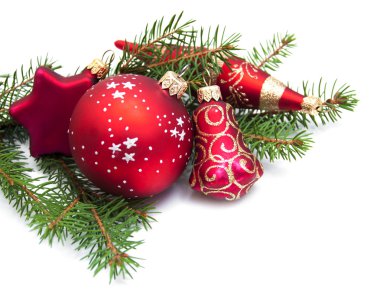 Beyaz üzerine Noel Süslemeleri