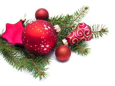 Beyaz üzerine Noel Süslemeleri