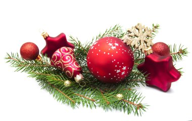 Beyaz üzerine Noel Süslemeleri