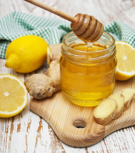 Honning, citron og ingefær - Stock-foto