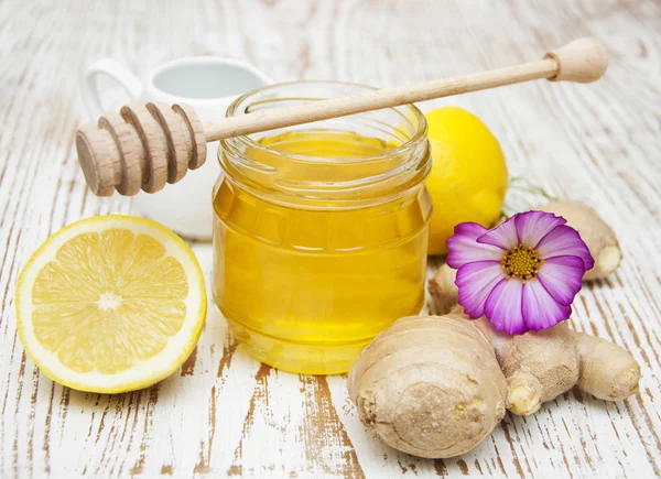 Honey,  lemon and ginger — Stock Photo, Image