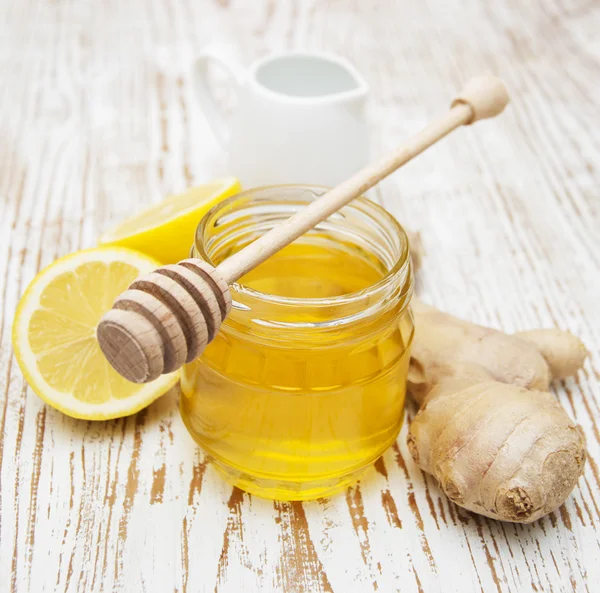 Honey,  lemon and ginger — Stock Photo, Image