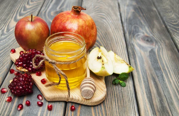 Honung äpple och granatäpple — Stockfoto