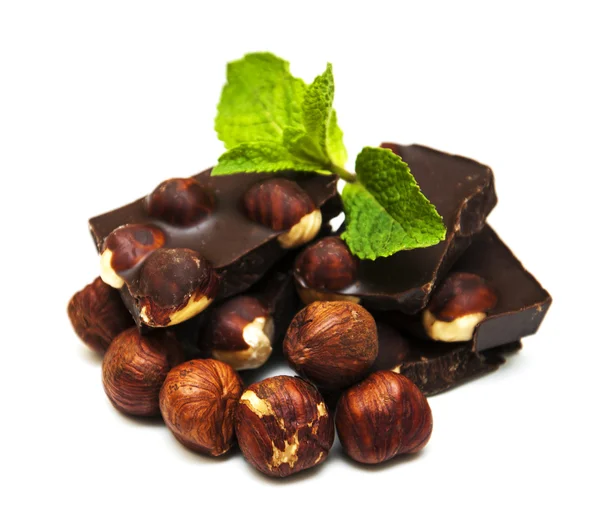Dark  chocolate with nuts — Stock Photo, Image
