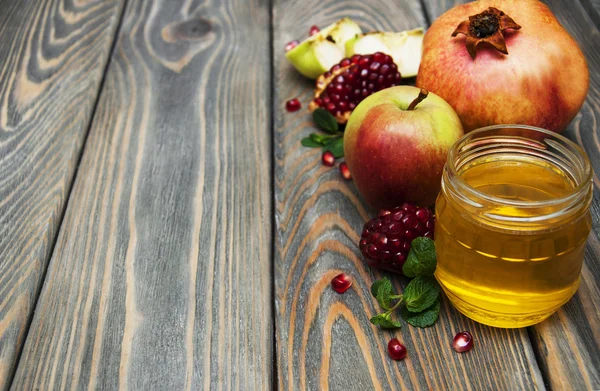 Honung äpple och granatäpple — Stockfoto