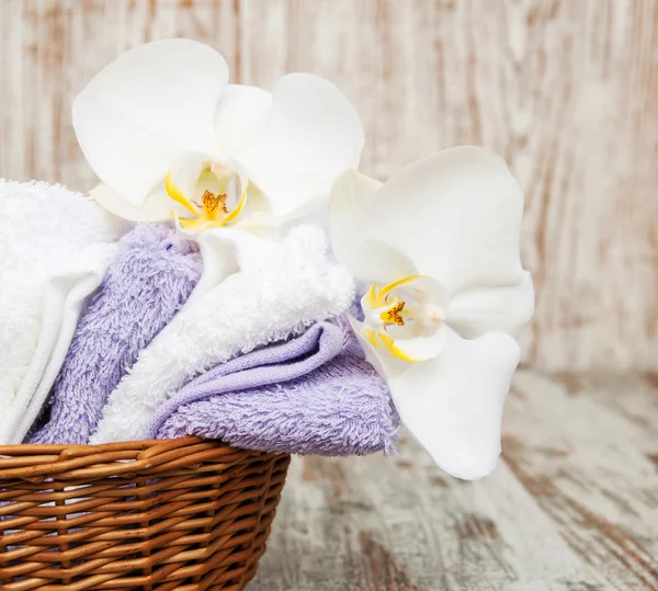 Concetto di spa con orchidee — Foto Stock