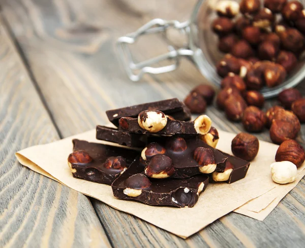 Dark  chocolate with nuts — Stock Photo, Image