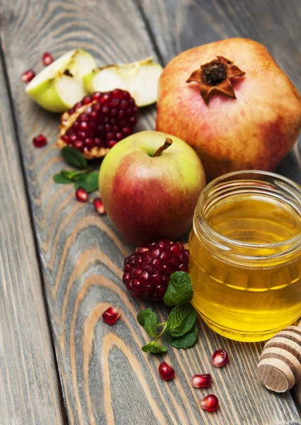 Honey apple a granátové jablko — Stock fotografie