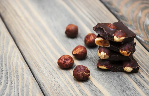 Dark  chocolate with nuts — Stock Photo, Image