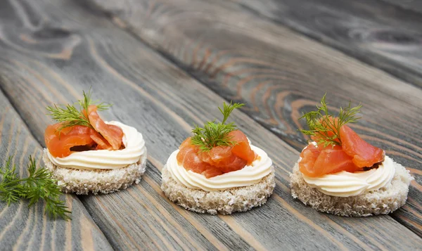 Canape with salmon — Stock Photo, Image