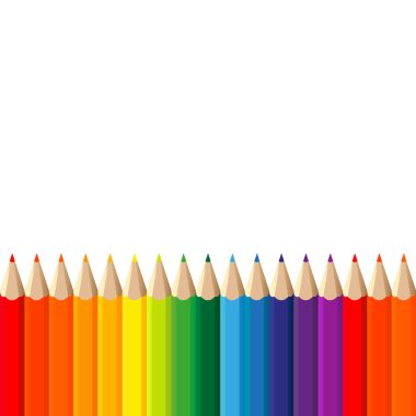 Beyaz arkaplanda renkli kalemler