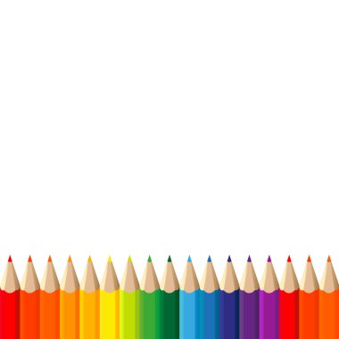 Beyaz arkaplanda renkli kalemler