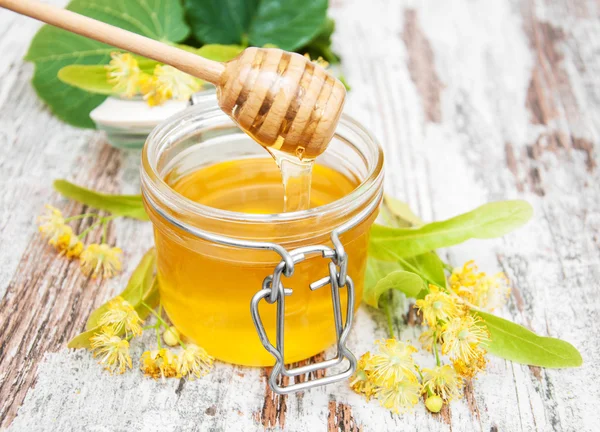 Jar with honey — Stock Photo, Image