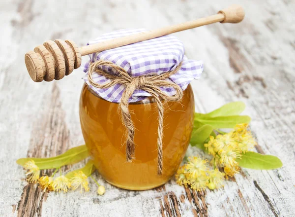 Jar with honey — Stock Photo, Image