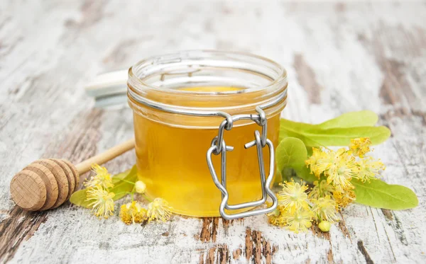 Jar with honey — Stock Photo, Image