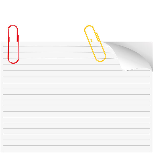 векторная белая бумага с скрепкой
