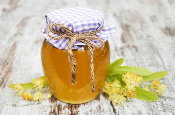 Jar with honey — Stock Photo, Image