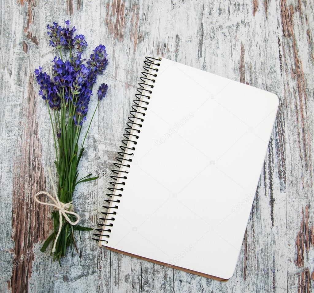 Lavender with notebook