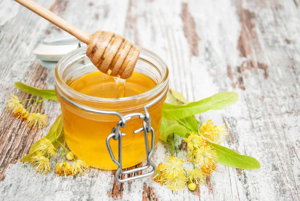 Jar with honey — Stock Photo, Image