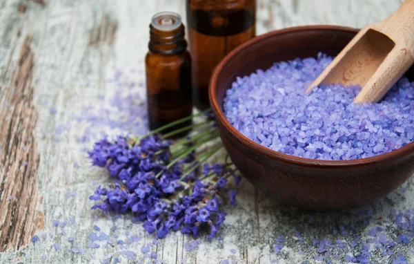 Lavender and salt Royalty Free Stock Photos