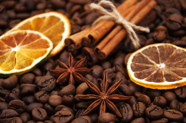 Coffee beans and spices — Stock Photo, Image