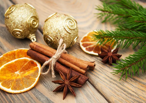 Spices and dried oranges — Stock Photo, Image