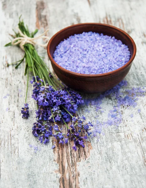 Lavender and salt — Stock Photo, Image