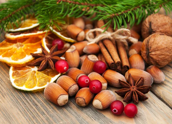 Spices and dried oranges — Stock Photo, Image