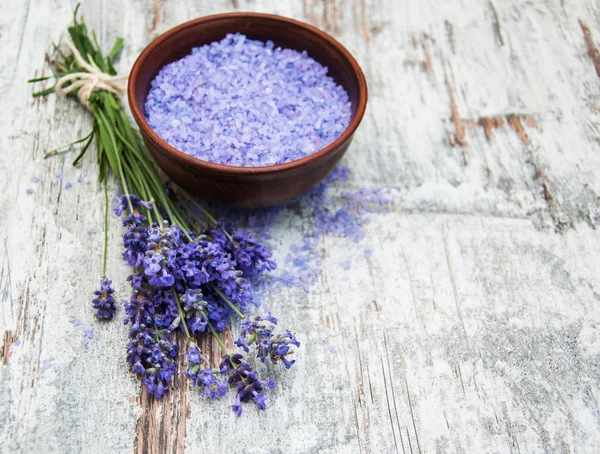 Lavender and salt — Stock Photo, Image