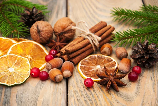 Spices and dried oranges — Stock Photo, Image