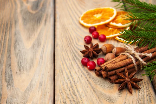 Spices and dried oranges — Stock Photo, Image