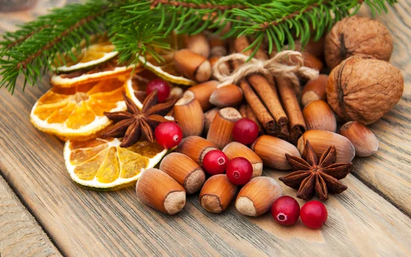 Spices and dried oranges — Stock Photo, Image