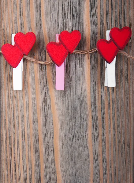 Pins with red hearts — Stock Photo, Image