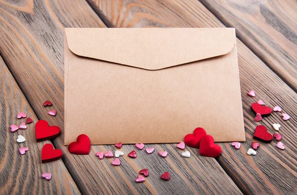 Envelope with hearts — Stock Photo, Image