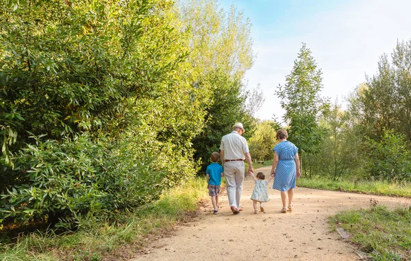 Abuelos y nietos caminando al aire libre Imágenes De Stock Sin Royalties Gratis