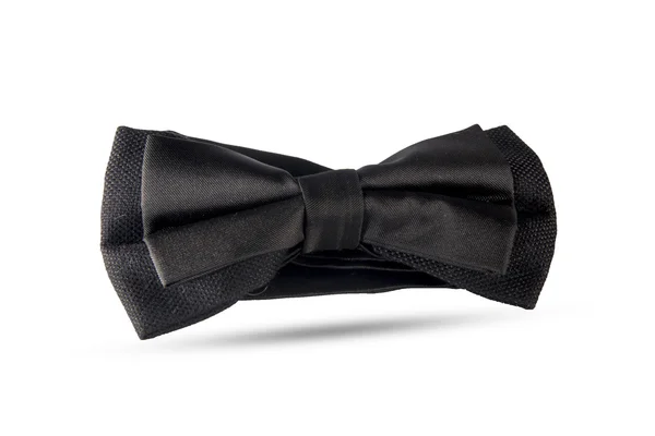 Man fashionable retro black bow tie isolated on white — Stock Photo, Image