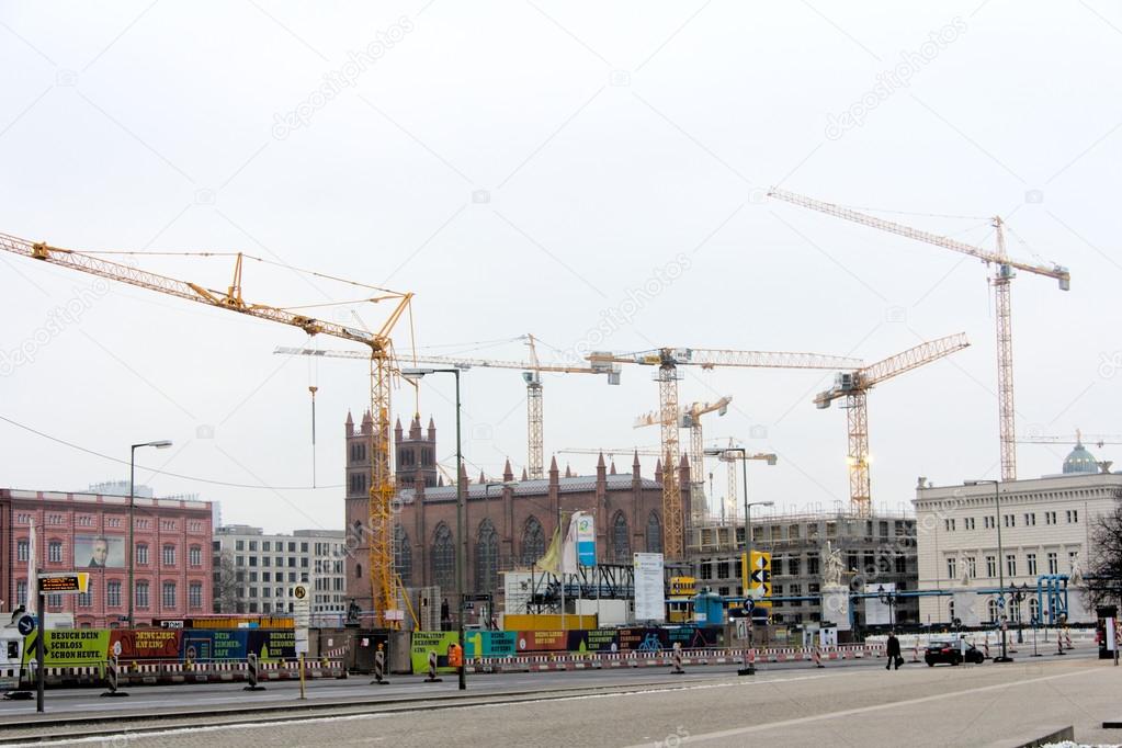 Construction cranes in Berlin center