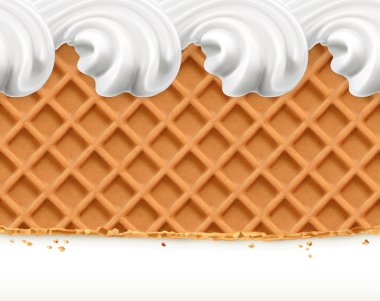 Waffle ve dondurma, yatay kusursuz vektör deseni