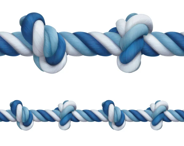 Cuerda con nudos, elemento de diseño vectorial horizontal sin costuras — Vector de stock