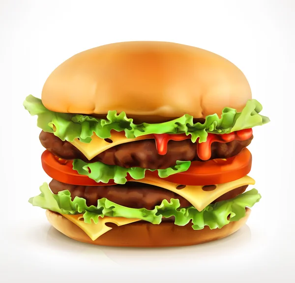 Big burger, ikon vektor - Stok Vektor