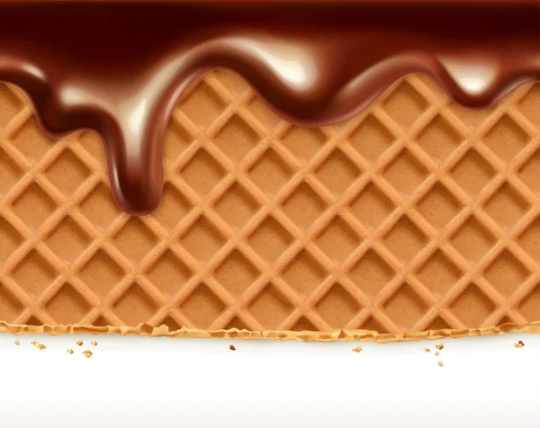 Wafels en chocolade, vector naadloos horizontaal patroon — Stockvector